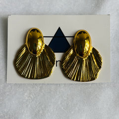 Gold Sculpted Fan Earrings – Bold Texture, Timeless Charm