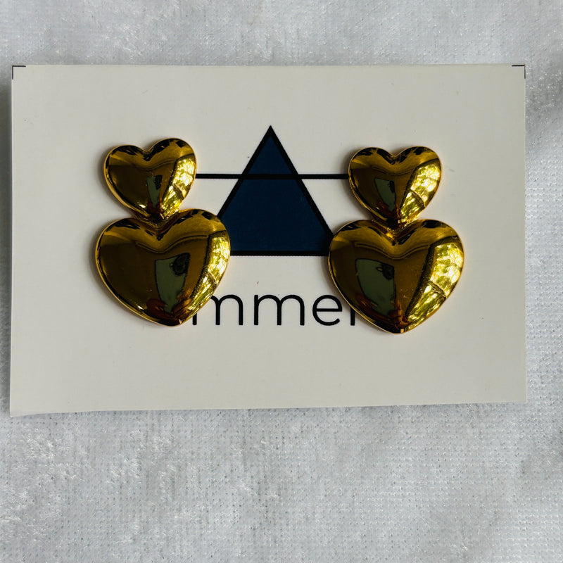 Double Heart statement Studs  – Playful & Romantic Everyday Style