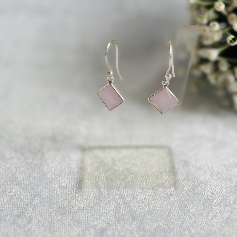 Elegant Square Cut Dangle Earrings | Premium Hydro Glass in Silver Plating | Lightweight Everyday Statement