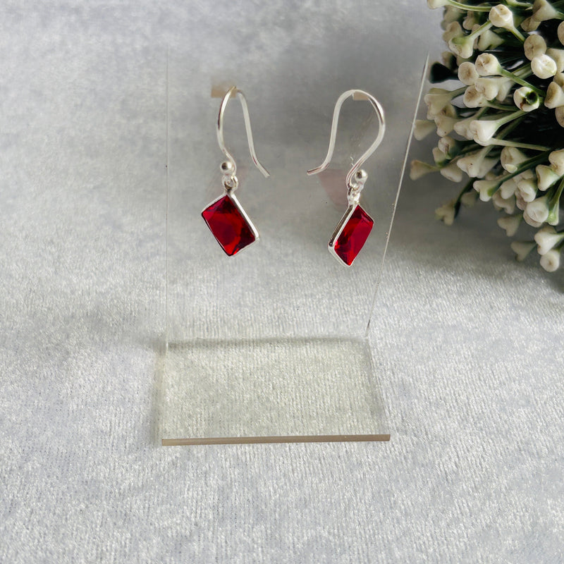 Elegant Square Cut Dangle Earrings | Premium Hydro Glass in Silver Plating | Lightweight Everyday Statement