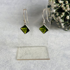 Elegant Square Cut Dangle Earrings | Premium Hydro Glass in Silver Plating | Lightweight Everyday Statement