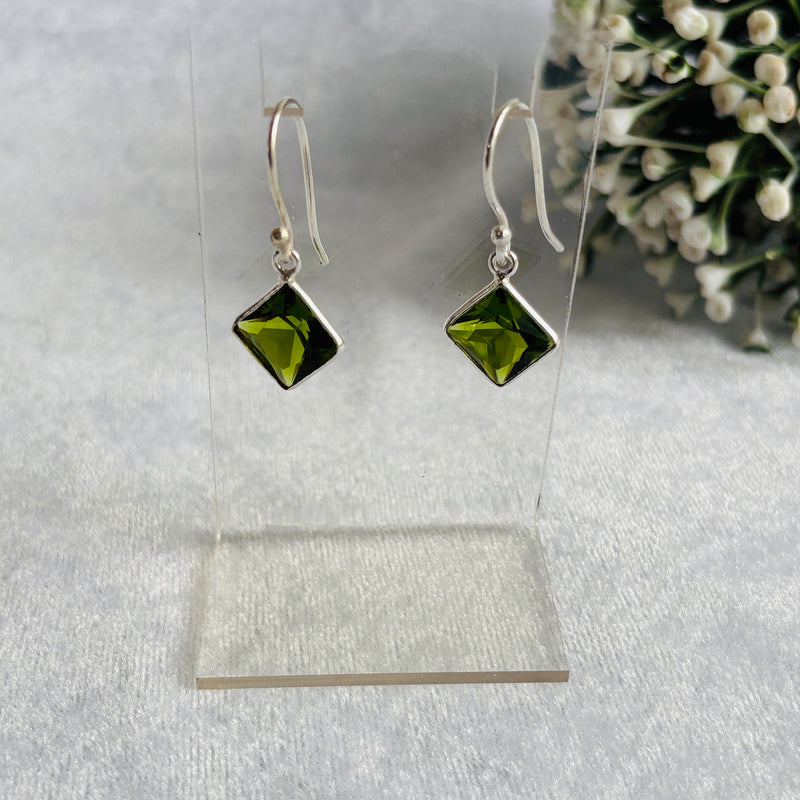 Elegant Square Cut Dangle Earrings | Premium Hydro Glass in Silver Plating | Lightweight Everyday Statement