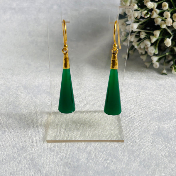 Tapered Cone Drop Earrings | Textured, Glittery & Plain Stone Finish | 18K Gold Plated Hooks
