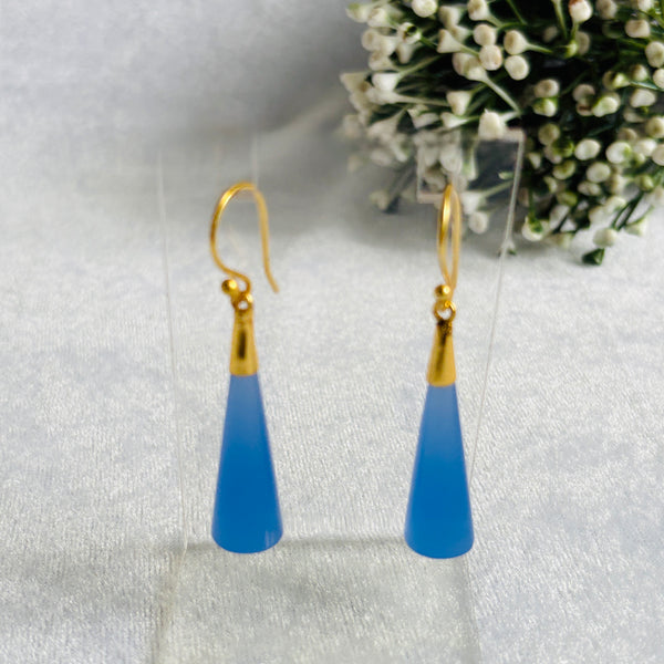 Tapered Cone Drop Earrings | Textured, Glittery & Plain Stone Finish | 18K Gold Plated Hooks