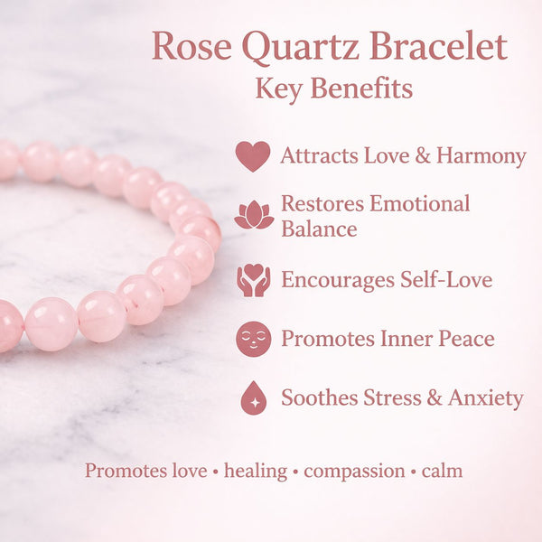 Rose Quartz Bracelet for men and women |Crystal Bracelet for love, Relationship & Family bonding with Authenticity certificate
