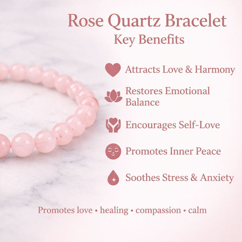 Rose Quartz Bracelet for men and women |Crystal Bracelet for love, Relationship & Family bonding with Authenticity certificate