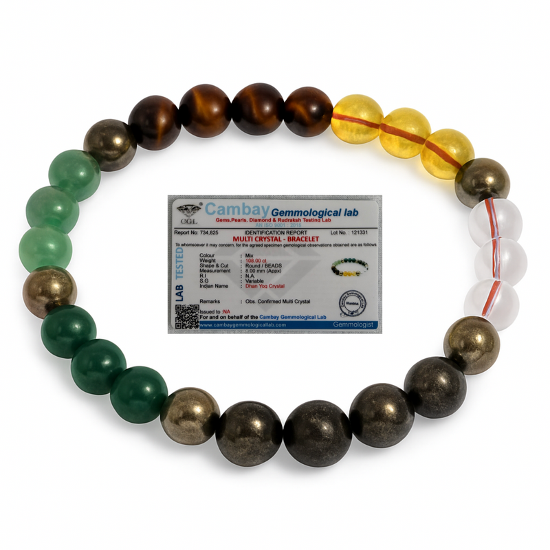 Dhan Yog Bracelet for Men & Women – Natural Gemstone Bracelet for Good Luck & Financial Success with Authenticity Certificate