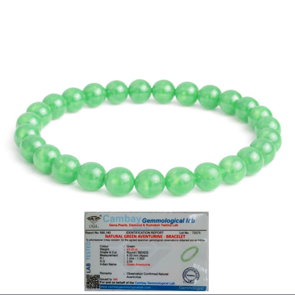Green Aventurine Bracelet for Men & Women | Natural Gemstone Beaded Bracelet with Authenticity certificate