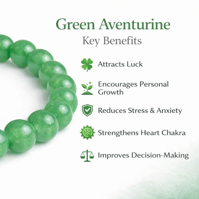 Green Aventurine Bracelet for Men & Women | Natural Gemstone Beaded Bracelet with Authenticity certificate