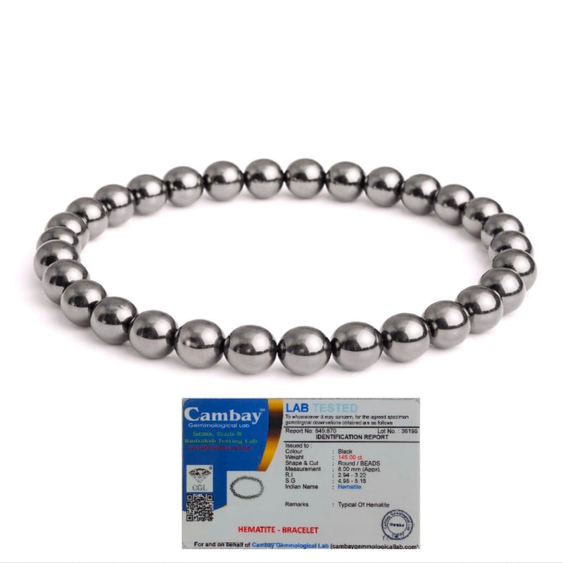 Hematite Natural Stone Bracelet for Men & Women with Authenticity certificate