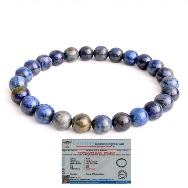 Lapis Lazuli Bracelet for Men & Women | Natural Stone Bracelet with Authenticity certificate