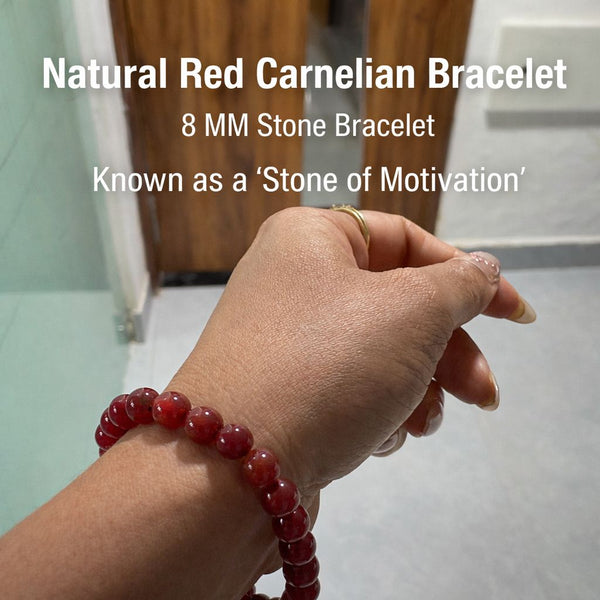 Red Carnelian Bracelet for Men & Women | Natural Carnelian Stone Beaded Bracelet with Authenticity Certificate