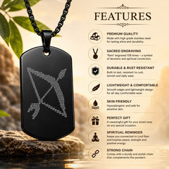 Ram arrow Pendant with Chain for men | Ram Naam Jap 108 Spiritual Black Stainless Steel Locket