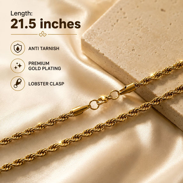 Twisted Rope Chain For Men (21.5 Inch) | Stainless steel anti tarnish