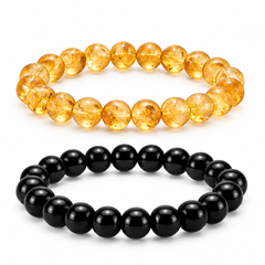 Citrine & Black Onyx Bracelet for Men for Wealth & Success | Natural Crystal Bracelet with Authenticity card