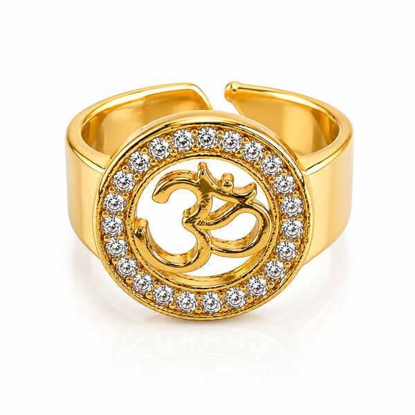 OM Ring for men | Adjustable Brass Ring in 18k Gold Plating | 1 year warranty