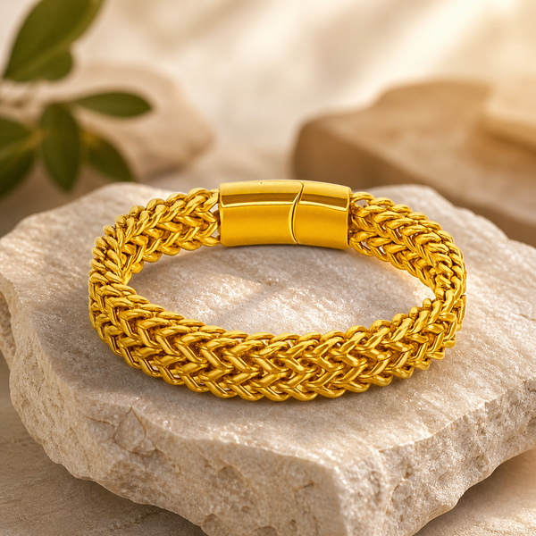 CUBAN Bracelet  for men - 2 Line  |Stainless Steel, Anti-Tarnish Jewellery in 18K Gold Plating
