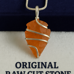 Agni Arrow Natural Carnelian Arrowhead Pendant | Silver Wire Wrapped Spiritual Necklace for Men & Women