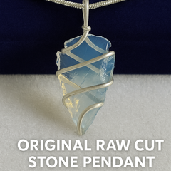 Raw Opalite Arrowhead Pendant | Silver Plated Wire Wrapped Crystal Necklace for Men & Women