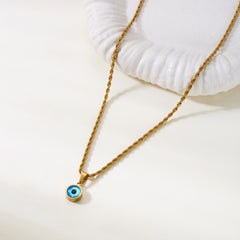 Evil Eye Pendant with Twisted Chain for Men & Boys | 304 Stainless Steel, Anti Tarnish, Daily Wear with 6 Months Warranty