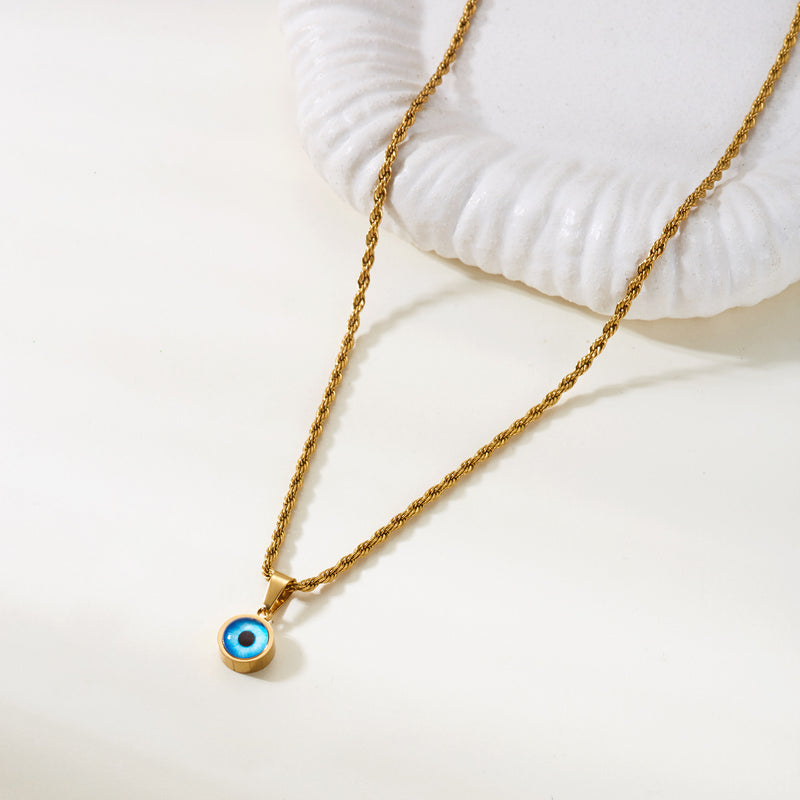 Evil Eye Pendant with Twisted Chain for Men & Boys | 304 Stainless Steel, Anti Tarnish, Daily Wear with 6 Months Warranty