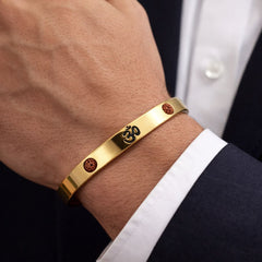 Om Rudraksha Kada for Men | Anti-Tarnish, Waterproof, Hypoallergenic Hindu Religious Om Kada