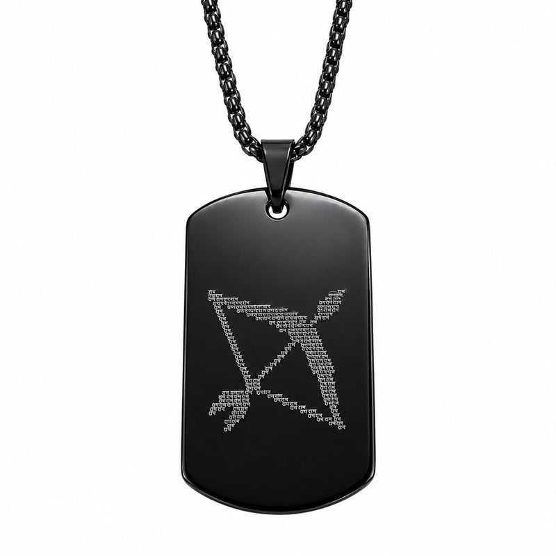 Ram arrow Pendant with Chain for men | Ram Naam Jap 108 Spiritual Black Stainless Steel Locket