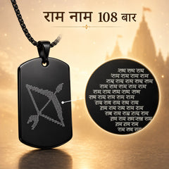 Ram arrow Pendant with Chain for men | Ram Naam Jap 108 Spiritual Black Stainless Steel Locket