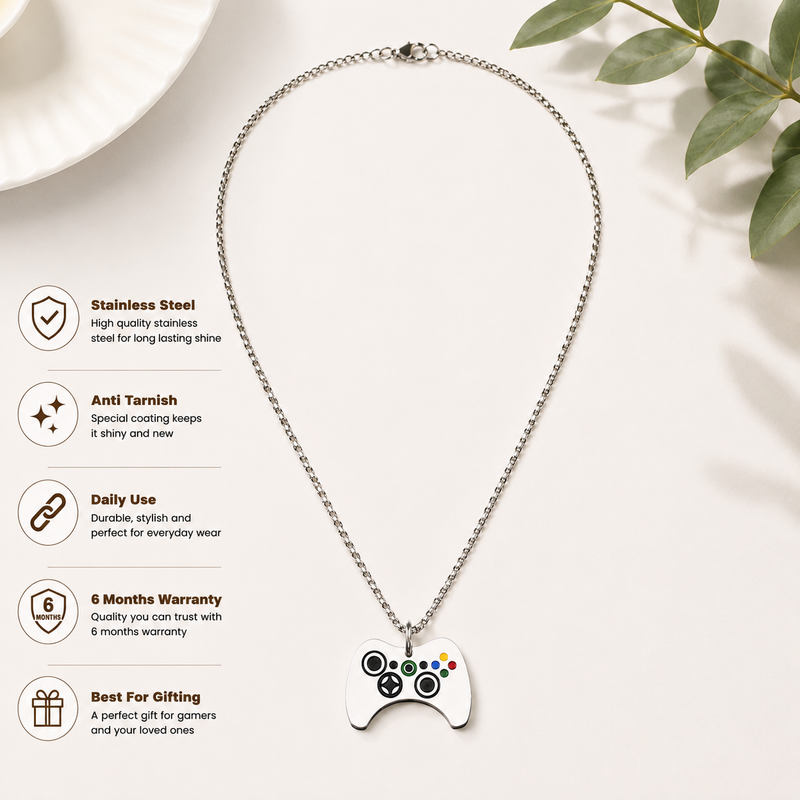 Play Station Pendant with Chain for Men | High Quality Enamel Printing in 201 Stainless Steel