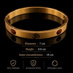 Om Rudraksha Kada for Men | Anti-Tarnish, Waterproof, Hypoallergenic Hindu Religious Om Kada