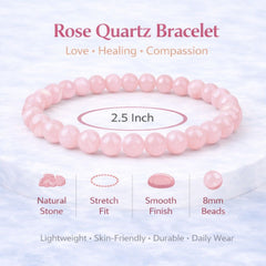Rose Quartz Bracelet for men and women |Crystal Bracelet for love, Relationship & Family bonding with Authenticity certificate