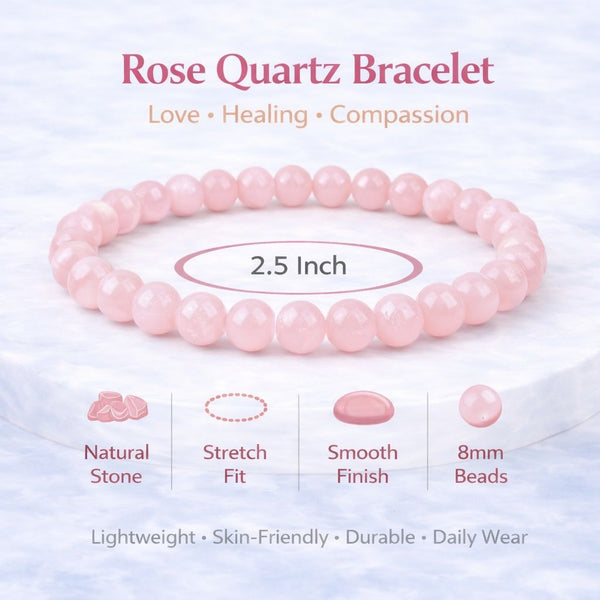 Rose Quartz Bracelet for men and women |Crystal Bracelet for love, Relationship & Family bonding with Authenticity certificate