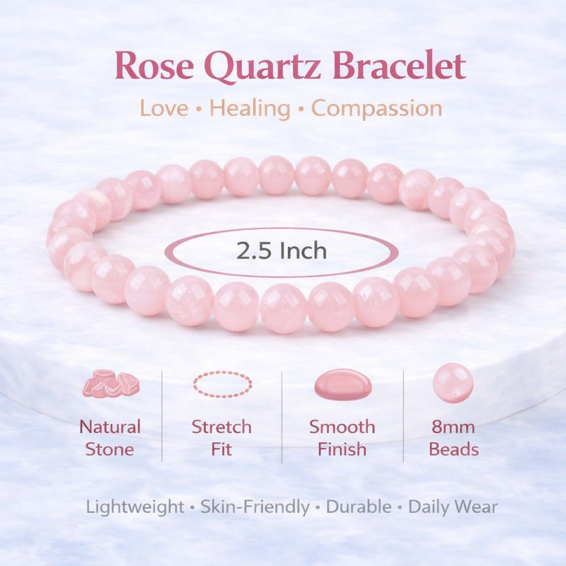 Rose Quartz Bracelet for men and women |Crystal Bracelet for love, Relationship & Family bonding with Authenticity certificate