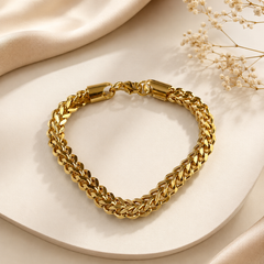 3D Cuban Bracelet for Men – 18K Gold Plated | Anti-Tarnish & Waterproof