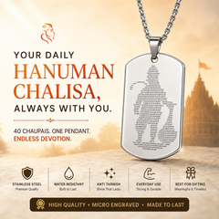Hanuman Pendant with Chain for Men | Stainless Steel & Anti tarnish Hanuman chalisa engraved necklace