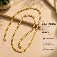 Cuban Link Chain for Men (21.5 Inch) | Anti Tarnish Men's Chain in 4mm