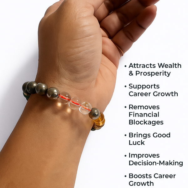 Dhan Yog Bracelet for Men & Women – Natural Gemstone Bracelet for Good Luck & Financial Success with Authenticity Certificate