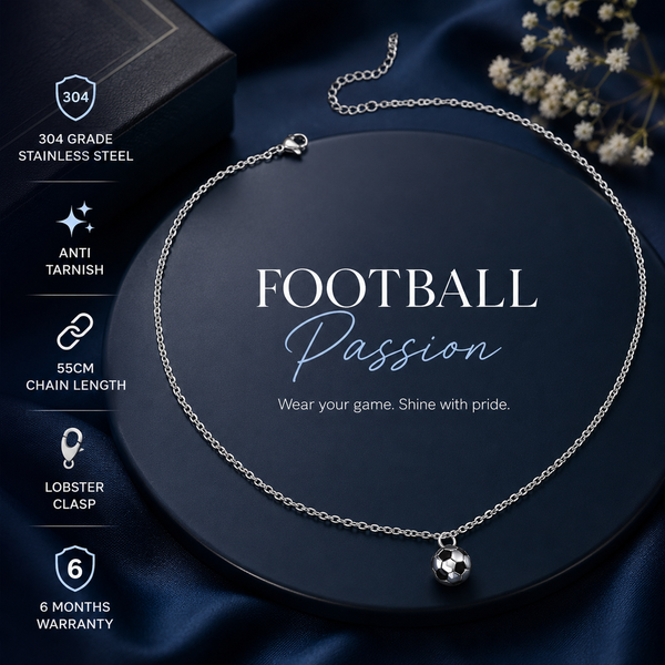 Football Pendant for Men | 304 Stainless Steel Chain Necklace | Football Inspired Jewellery for men