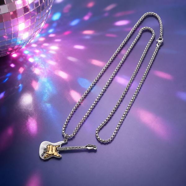Guitar Pendant for Men with chain | stainless steel, Anti tarnish Necklace for men & boys in Silver & Gold