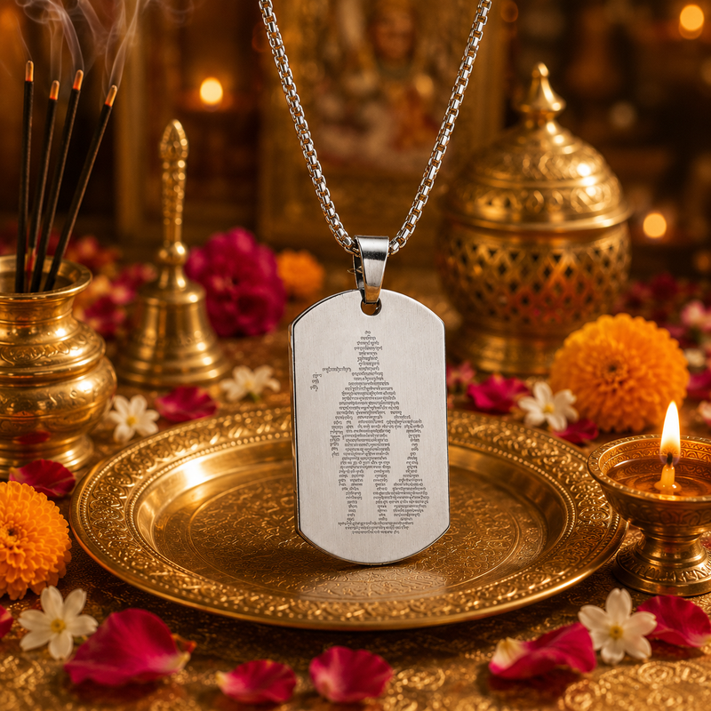 Hanuman Pendant with Chain for Men | Stainless Steel & Anti tarnish Hanuman chalisa engraved necklace