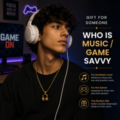 Headphone Pendant for Men in 304 Grade Stainless Steel with 18K Gold Plated | Anti Tarnish & 6 Months Warranty