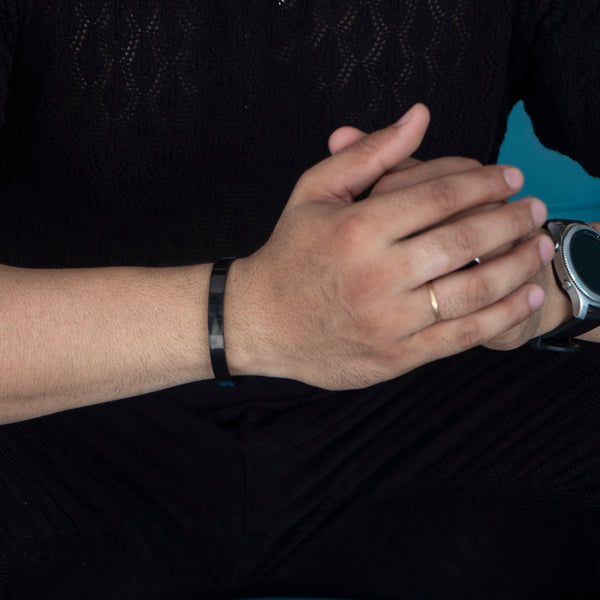 Stainless Steel Sirius Openable Oval Kada Bracelets | Bracelet for Men and Boys - Black Kada | Waterproof, Anti-tarnish, Rust-free | 8 mm Bracelets for Men