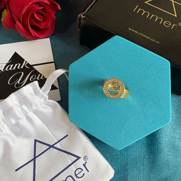 OM Ring for men | Adjustable Brass Ring in 18k Gold Plating | 1 year warranty