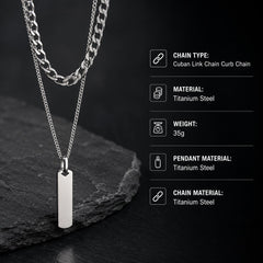 Titanium Steel Tag Pendant for men & Boys with Duel chain | Anti tarnish & Daily Wear with 6 months Warranty