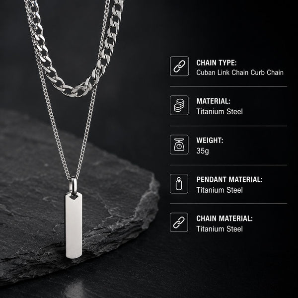 Titanium Steel Tag Pendant for men & Boys with Duel chain | Anti tarnish & Daily Wear with 6 months Warranty