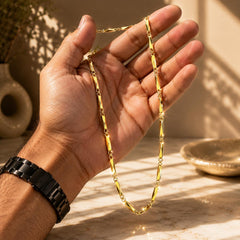 Rice Chain for Men (21.5 Inch) | Stainless Steel & Anti Tarnish Gold Plated Chain