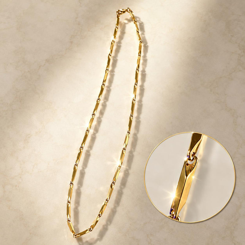 Rice Chain for Men (21.5 Inch) | Stainless Steel & Anti Tarnish Gold Plated Chain