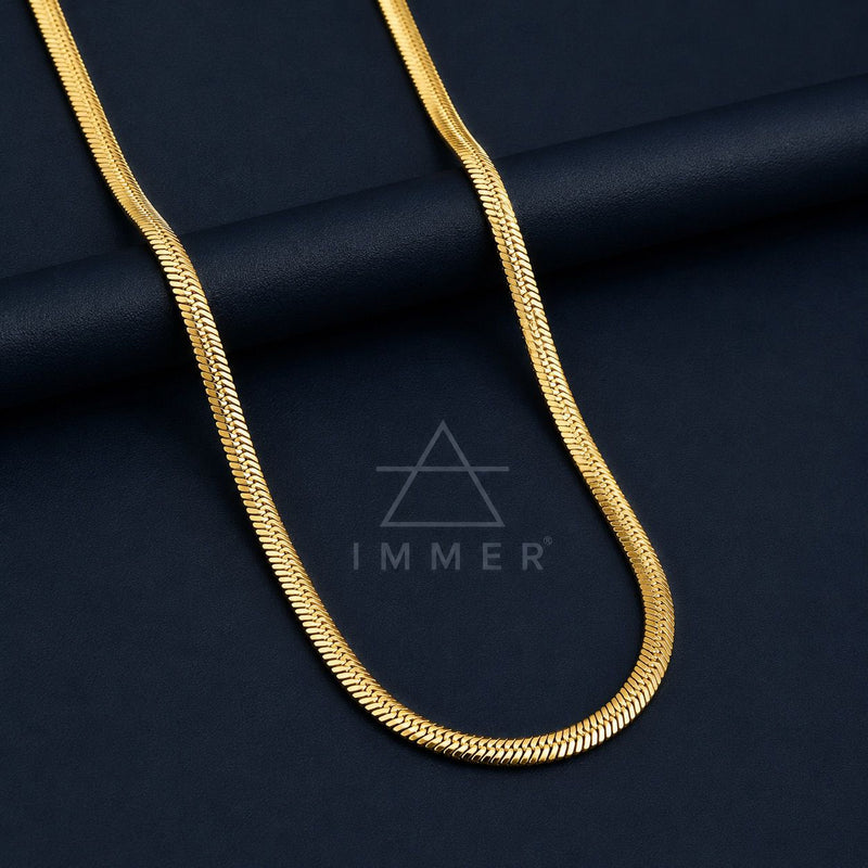 Snake Chain For Men - Flat | 18K Gold Plated (21.5 Inch)