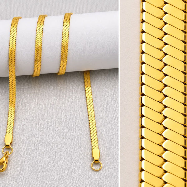 Snake Chain For Men - Flat | 18K Gold Plated (21.5 Inch)