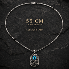 Evil Eye Stoneage Pendant for Men | Stainless Steel Textured Pendant with chain | Anti-Tarnish & Hypoallergenic - 55cm
